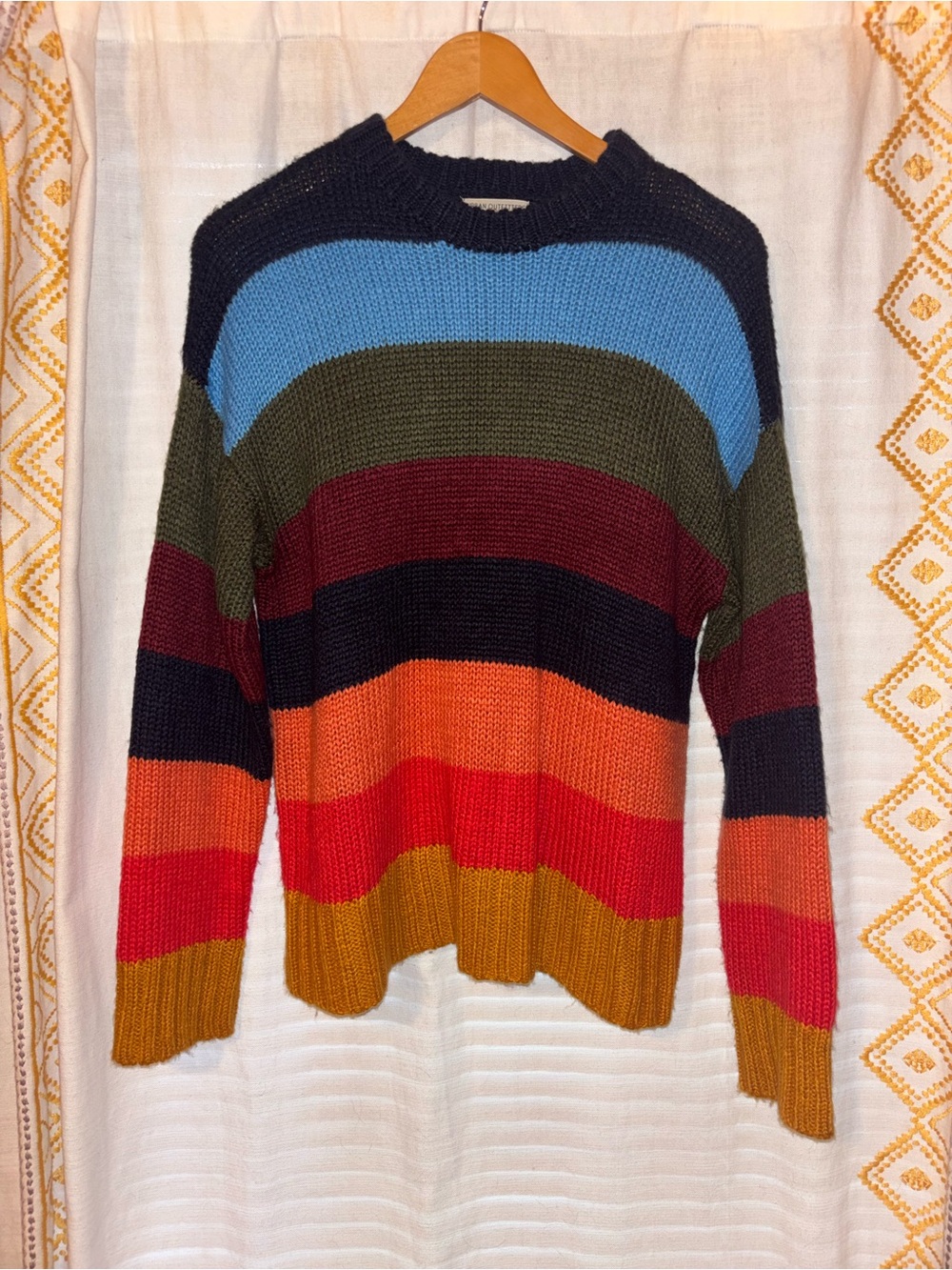 Urban Outfitters Colorblock Striped Chunky Knit Sweater Size S Retro 70s